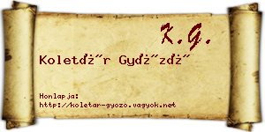 Koletár Győző névjegykártya